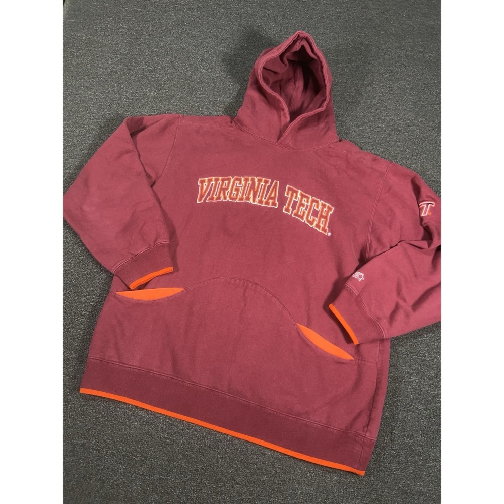Vintage Virginia Tech Hokies Hoodie Men's XL Embroidered Starter Maroon Logo